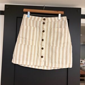 Old Navy Striped Button-Front Skirt - Tan and White - 8